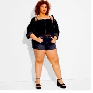 Women's Low-Rise Baggy Jean Shorts - Wild Fable Black Wash 17 NWT